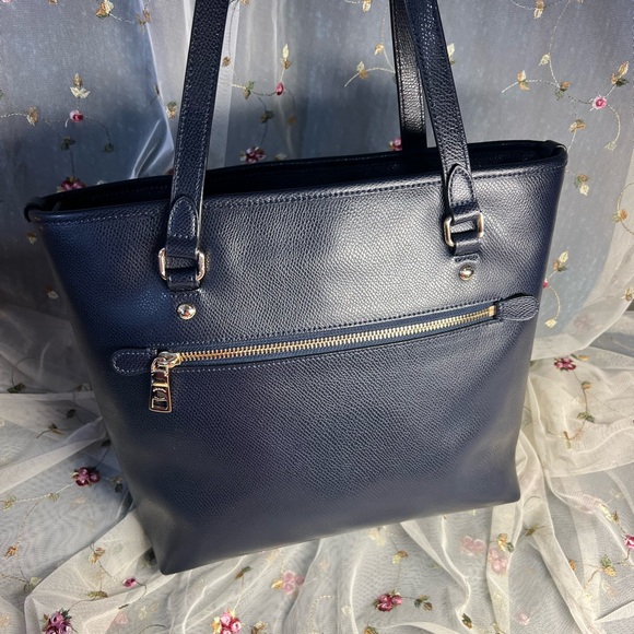 Coach Crossgrain Leather Tote Navy - Picture 3 of 13